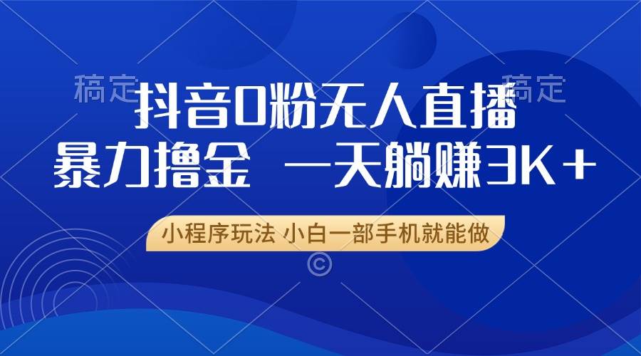 （13449期）抖音0粉无人直播暴力掘金，一天躺赚3K+，小白一部手机就能做-网创空间