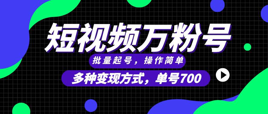 （13497期）短视频快速涨粉，批量起号，单号700，多种变现途径，可无限扩大来做。-网创空间