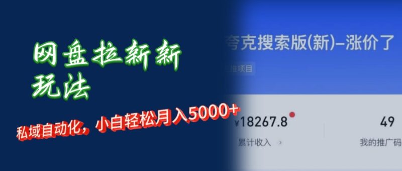 （12141期）网盘拉新+私域运营，小白轻松月入5000+！-网创空间