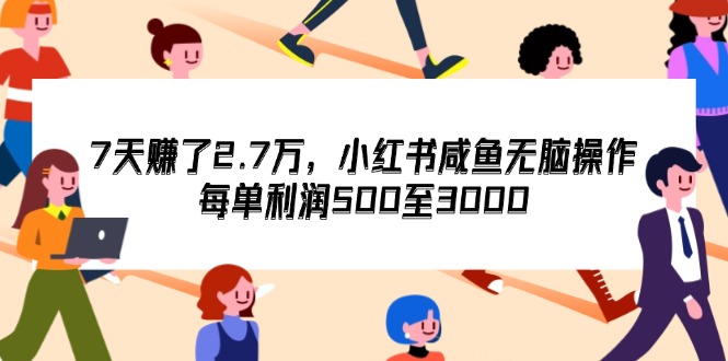 （12192期）7天收了2.7万，小红书咸鱼无脑操作，每单利润500至3000-网创空间