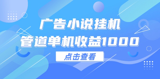 （12198期）广告小说挂机管道单机收益1000+-网创空间