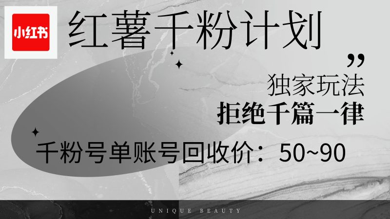 （12280期）红薯千粉回收计划，单账号收益50+，可矩阵操作-网创空间