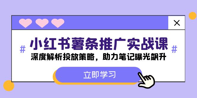 （12289期）小红书-薯 条 推 广 实战课：深度解析投放策略，助力笔记曝光飙升-网创空间