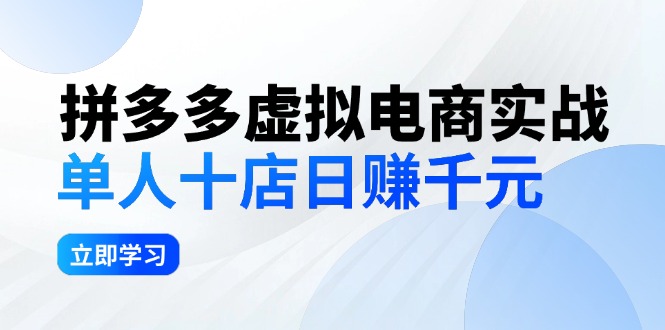 （12326期）拼多多虚拟电商实战：单人10店日赚千元，深耕老项目，稳定盈利不求风口-网创空间
