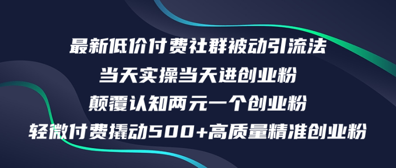 （12346期）最新低价付费社群日引500+高质量精准创业粉，当天实操当天进创业粉，日…-网创空间