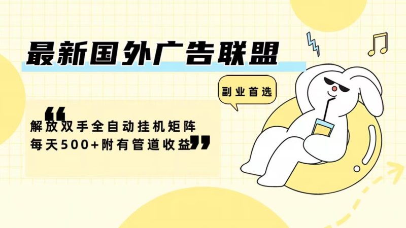 (12368期)最新国外广告联盟解放双手全自动挂机矩阵每天500+附有管道收益-网创空间