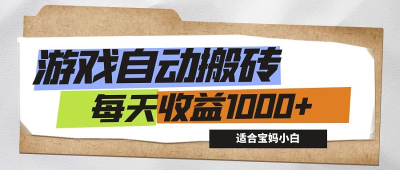 (12404期)游戏全自动搬砖副业项目,每天收益1000+,适合宝妈小白-网创空间