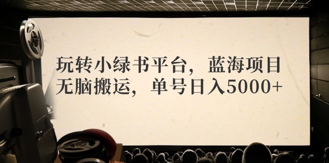 （12366期）玩转小绿书平台，蓝海项目，无脑搬运，单号日入5000+-网创空间