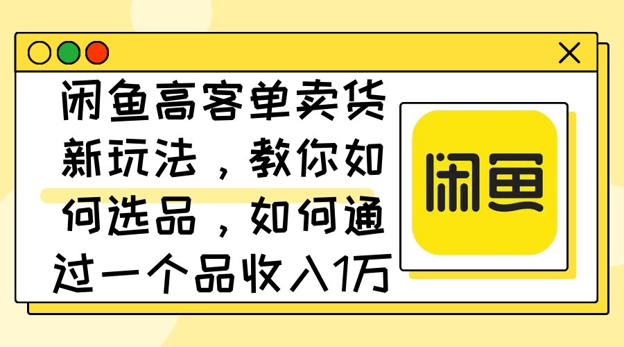 （12387期）闲鱼高客单卖货新玩法，教你如何选品，如何通过一个品收入1万+-网创空间