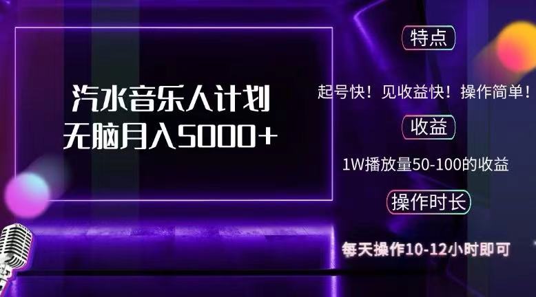 （12429期）抖音汽水音乐人计划无脑月入5000+-网创空间
