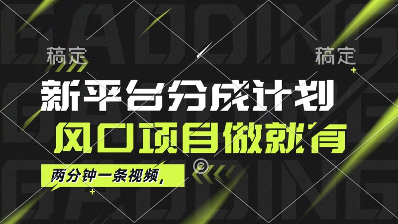 （12442期）最新平台分成计划，风口项目，单号月入10000+-网创空间