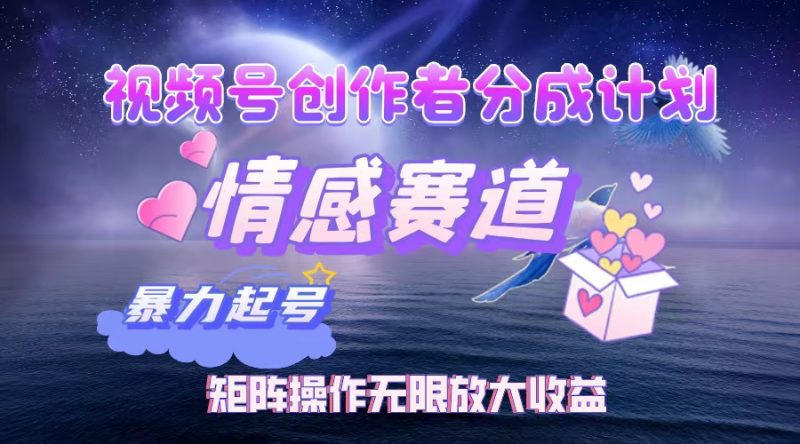 （12461期）视频号创作者分成项目之情感赛道，暴力起号，实现税后月入3W+矩阵操作…-网创空间