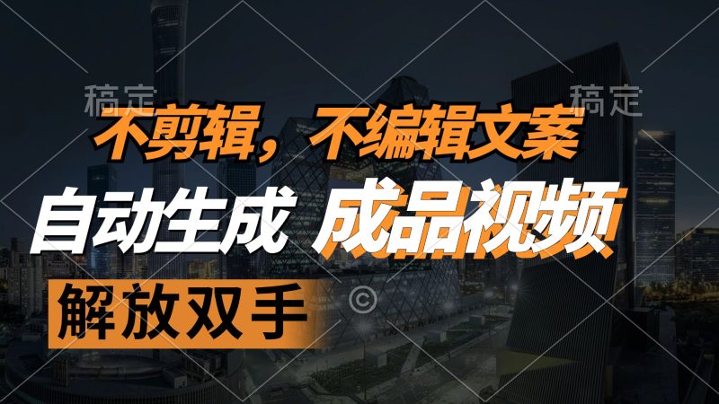 （12466期）不剪辑 不编辑文案，自款动生成原创视频 解放双手 条条爆-网创空间