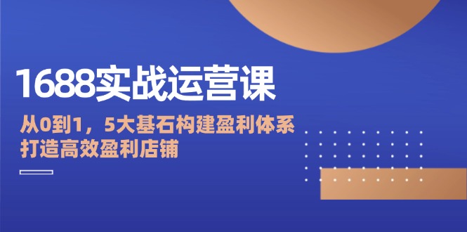 （12482期）1688实战运营课：从0到1，5大基石构建盈利体系，打造高效盈利店铺-网创空间