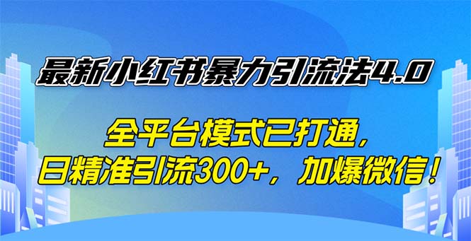 （12505期）最新小红书暴力引流法4.0， 全平台模式已打通，日精准引流300+，加爆微…-网创空间