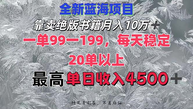 （12512期）靠卖绝版书籍月入10W+,一单99-199，一天平均20单以上，最高收益日入4500+-网创空间