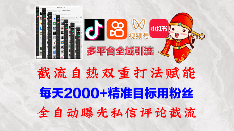 (12559期)快手,抖音,小红书,视频号多平台全自动引流获客系统 精准全域引流,…-网创空间