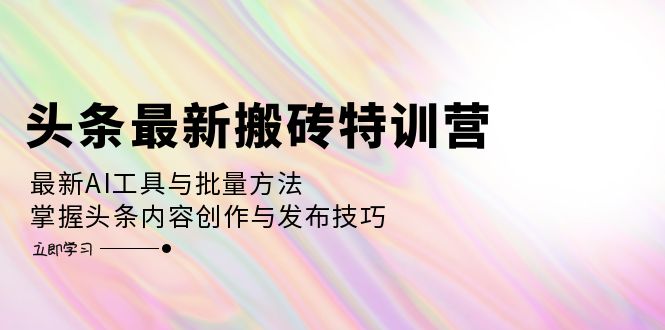（12819期）头条最新搬砖特训营：最新AI工具与批量方法，掌握头条内容创作与发布技巧-网创空间