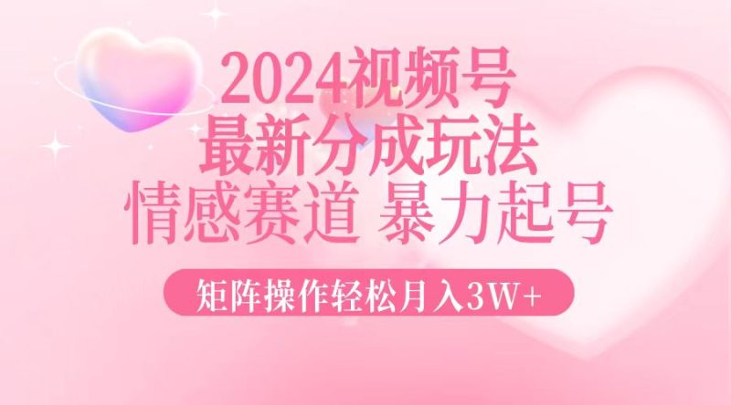 （12922期）2024最新视频号分成玩法，情感赛道，暴力起号，矩阵操作轻松月入3W+-网创空间