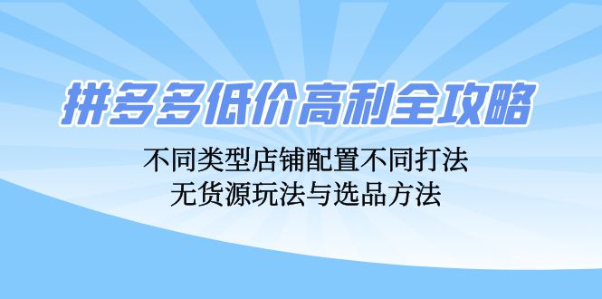 （12897期）拼多多低价高利全攻略：不同类型店铺配置不同打法，无货源玩法与选品方法-网创空间