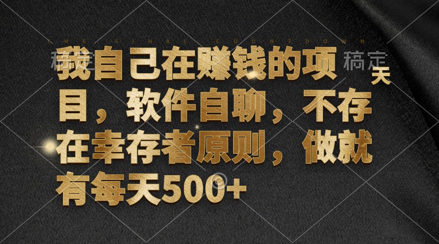 （12956期）我自己在赚钱的项目，软件自聊，不存在幸存者原则，做就有每天500+-网创空间