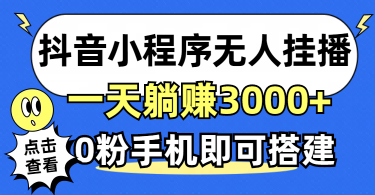 （12988期）抖音小程序无人直播，一天躺赚3000+，0粉手机可搭建，不违规不限流，小…-网创空间