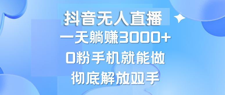 （13038期）抖音无人直播，一天躺赚3000+，0粉手机就能做，新手小白均可操作-网创空间