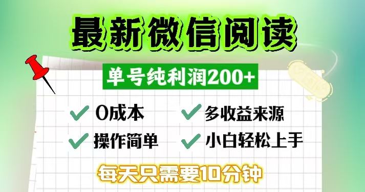 （13108期）微信阅读最新玩法，每天十分钟，单号一天200+，简单0零成本，当日提现-网创空间