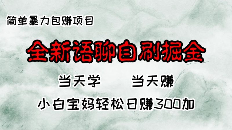 (13083期)全新语聊自刷掘金项目,当天见收益,小白宝妈每日轻松包赚300+-网创空间