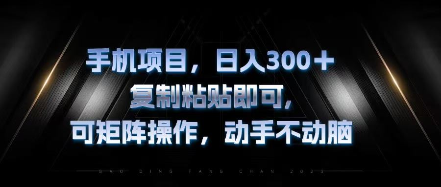 （13083期）手机项目，日入300+，复制黏贴即可，可矩阵操作，动手不动脑-网创空间