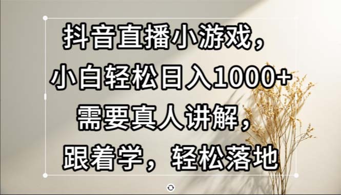 （13075期）抖音直播小游戏，小白轻松日入1000+需要真人讲解，跟着学，轻松落地-网创空间