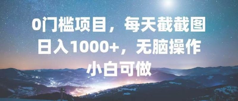 （13160期）0门槛项目，每天截截图，日入1000+，轻松无脑，小白可做-网创空间