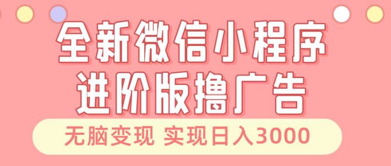 全新微信小程序进阶版撸广告 无脑变现睡后也有收入 日入3000+-网创空间