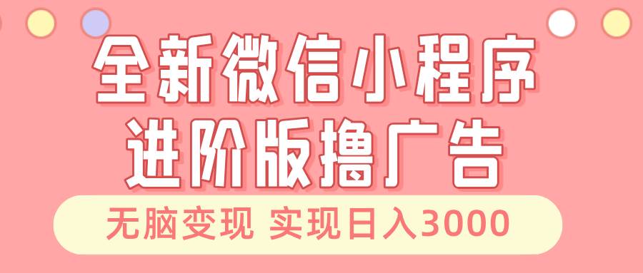 全新微信小程序进阶版撸广告 无脑变现睡后也有收入 日入3000＋-网创空间