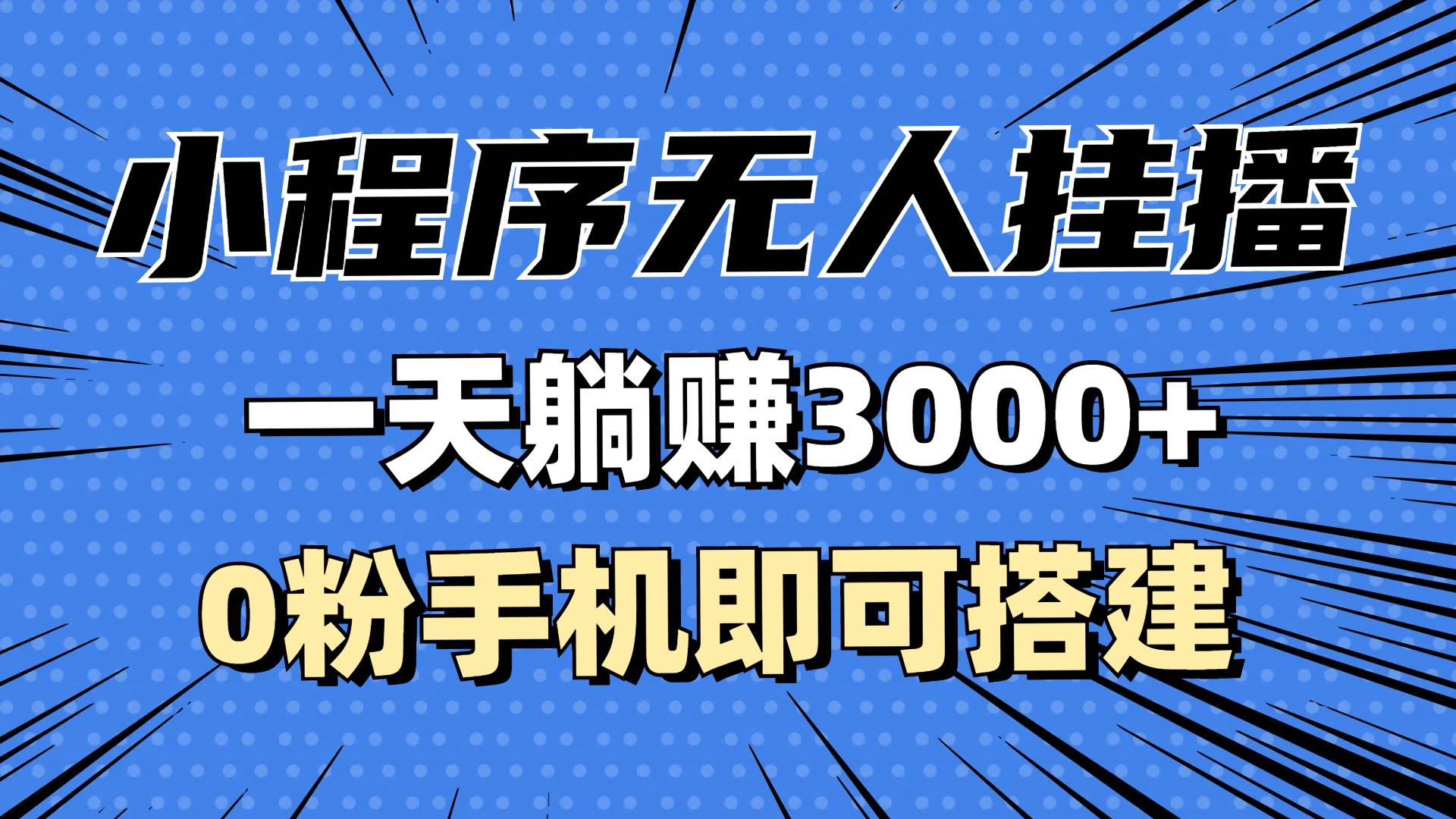 （13209期）抖音小程序无人挂播，一天躺赚3000+，0粉手机可搭建，不违规不限流，小…-网创空间