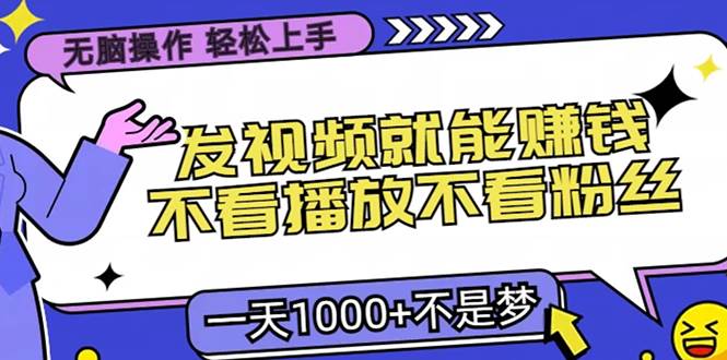 （13283期）无脑操作，只要发视频就能赚钱？不看播放不看粉丝，小白轻松上手，一天…-网创空间