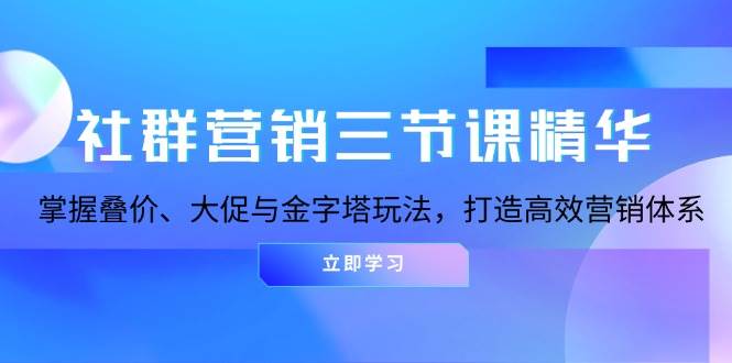 （13431期）社群营销三节课精华：掌握叠价、大促与金字塔玩法，打造高效营销体系-网创空间