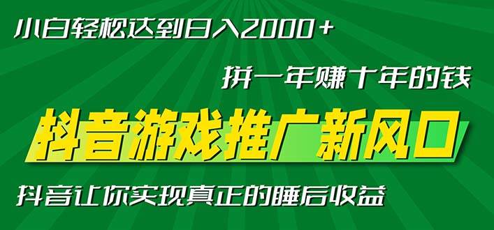 （13331期）新风口抖音游戏推广—拼一年赚十年的钱，小白每天一小时轻松日入2000＋-网创空间