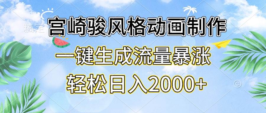 （13386期）宫崎骏风格动画制作，一键生成流量暴涨，轻松日入2000+-网创空间