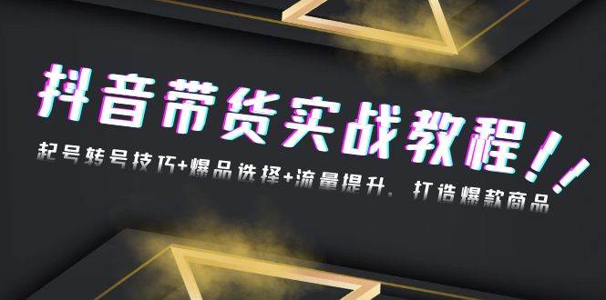 （13526期）抖音带货实战教程：起号转号技巧+爆品选择+流量提升，打造爆款商品-网创空间
