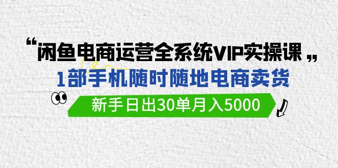 闲鱼电商运营全系统VIP实战课，1部手机随时随地卖货，新手日出30单月入5000-网创空间