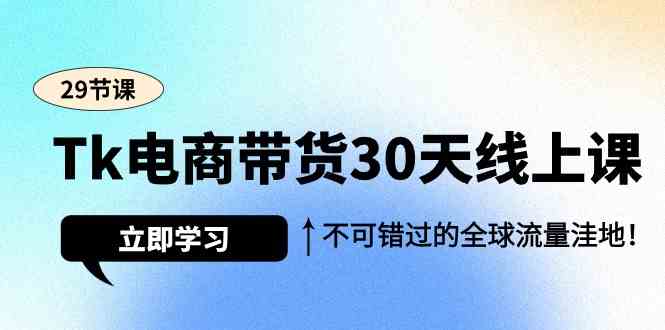 Tk电商带货30天线上课，不可错过的全球流量洼地（29节课）-网创空间