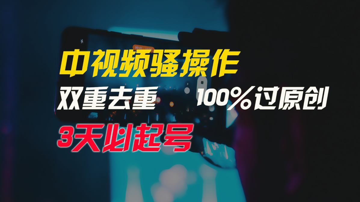 中视频骚操作，双重去重100%过原创，3天比必起号，简单无脑，月入3W+-网创空间