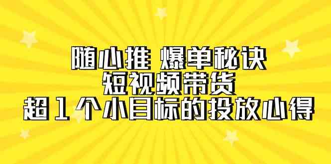 随心推爆单秘诀，短视频带货-超1个小目标的投放心得（7节视频课）-网创空间