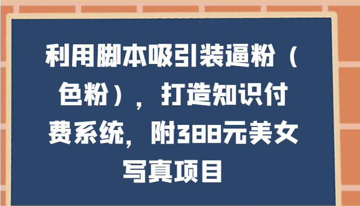 利用脚本吸引装逼粉（色粉），打造知识付费系统，附388元美女写真项目-网创空间