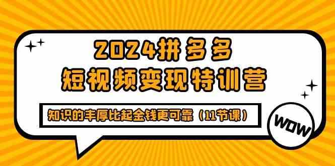 2024拼多多短视频变现特训营，知识的丰厚比起金钱更可靠（11节课）-网创空间