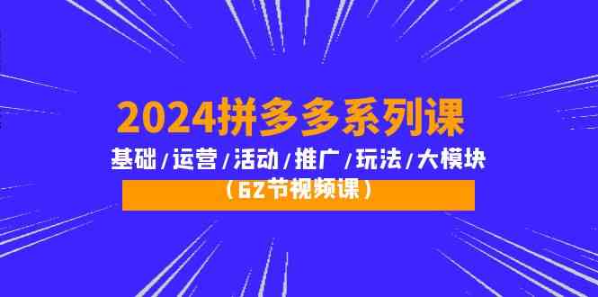 2024拼多多系列课：基础/运营/活动/推广/玩法/大模块（62节视频课）-网创空间