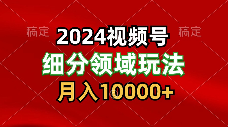 2024视频号分成计划细分领域玩法，每天5分钟，月入1W+-网创空间