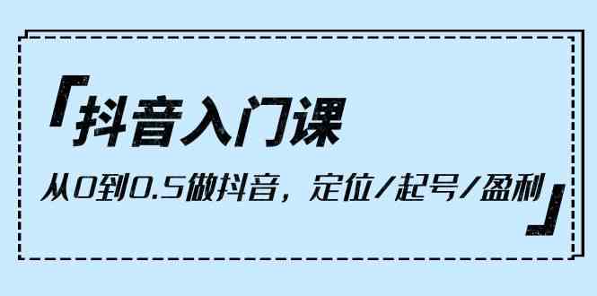 抖音入门课，从0到1做抖音，定位/起号/盈利（9节课）-网创空间