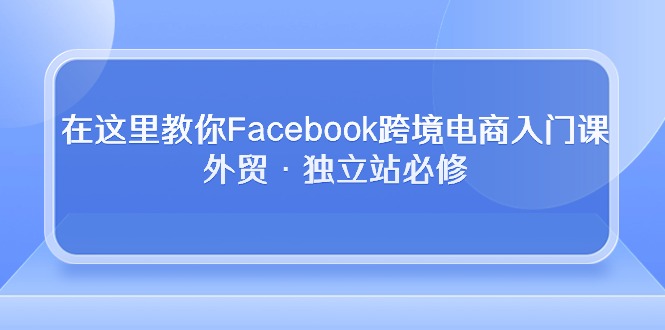 在这里教你Facebook跨境电商入门课，外贸·独立站必修（19节课）-网创空间